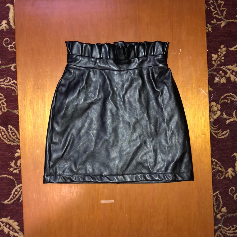 High waisted leather skirt
